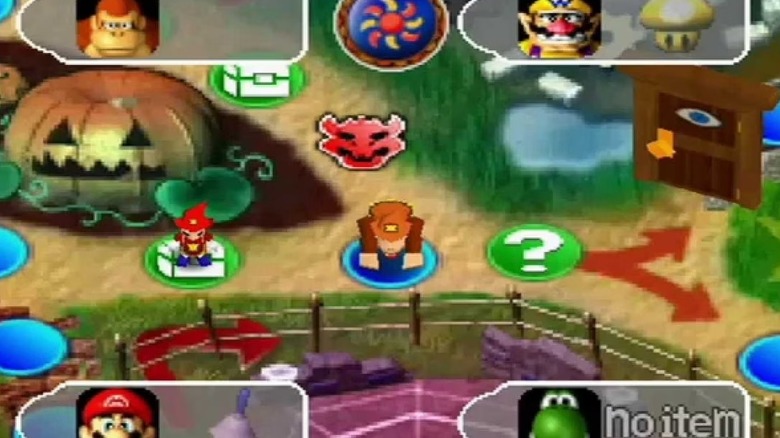 Mario és Donkey Kong egy táblán halad át a Mario Party 2-ben