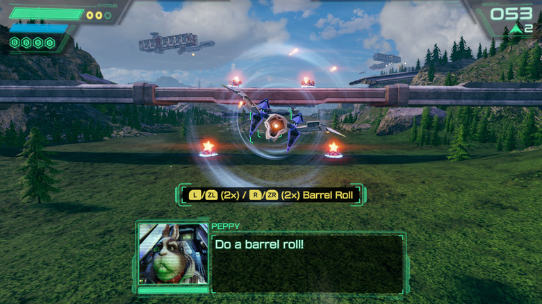 Peppy Hare utasítja Fox McCloudot, hogy csináljon egy hordót a Star Foxban (2026)