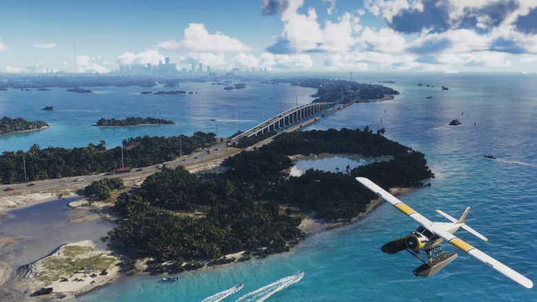 Repülőgép repül a Leonida Keys felett a Grand Theft Auto 6-ban