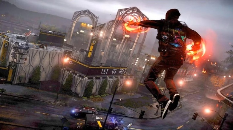 Delsin Seattle felett lebeg az Infamous: Second Son című filmben (2014)
