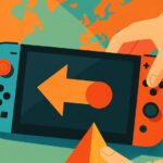 Nintendo Switch console and Joy-Con controllers resting on a table near the system settings menu