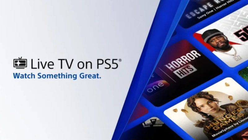 A PS5 Live TV alkalmazás menüképernyője ingyenes, hirdetésekkel támogatott streaming csatornákat jelenít meg