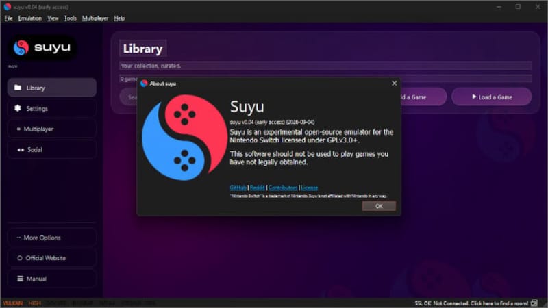 A Suyu Switch emulátor leáll a natív sebességű frissítéssel 1 A Nintendo Switch konzol egy számítógép mellett, amely a Suyu Switch emulátor leállását jelzi