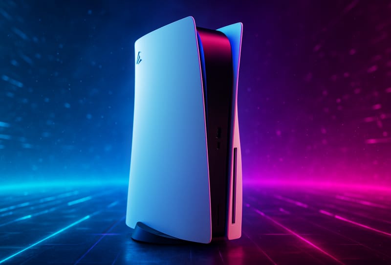 PlayStation 5 console representing new PS5 AI upscaling feature called QSSR