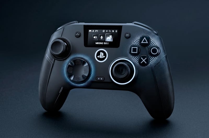 Nacon Revolution 5 Unlimited PS5 vezérlő, amelyen megjelenik a beépített beállítási képernyő