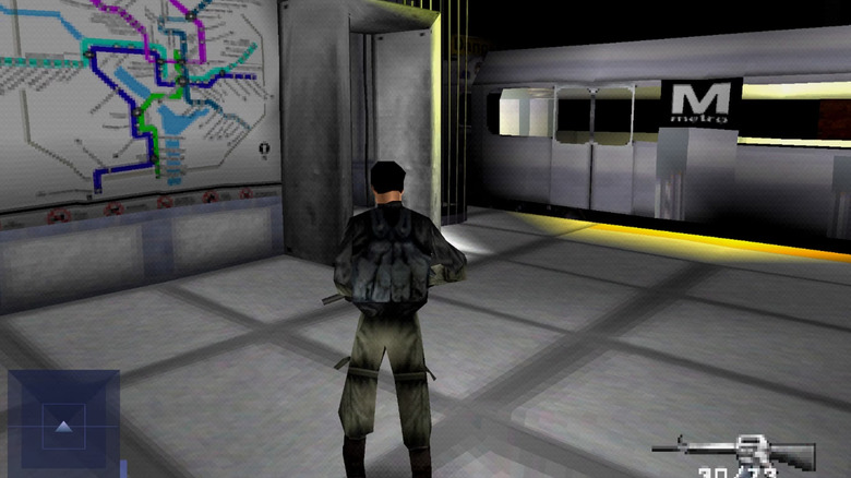 Gabe Logan a Siphon Filter metróállomásán áll