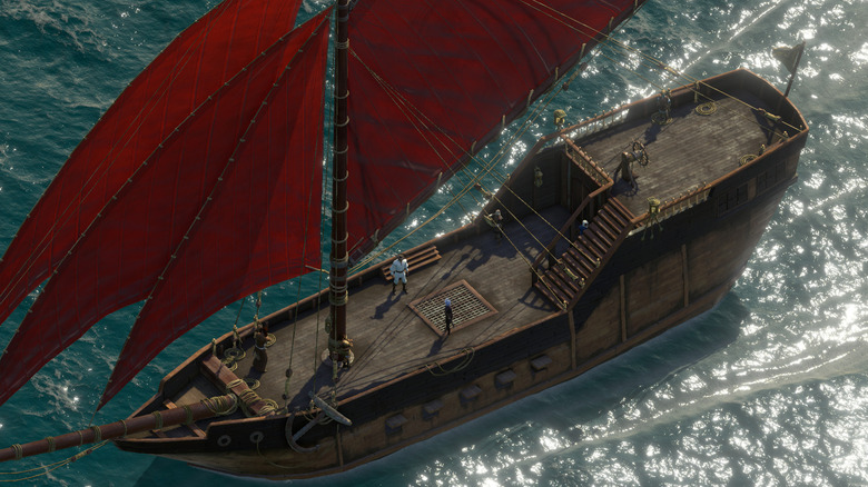 Egy játékos a kalózhajójukon a Pillars of Eternity 2: Deadfire játékban