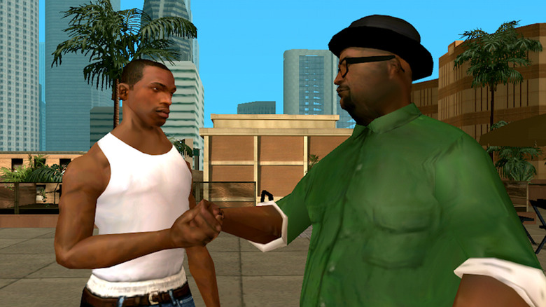 CJ Johnson kezet fog Big Smoke-kal a Grand Theft Auto: San Andreasban