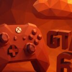 Xbox controller beside a screen showing GTA 6 cloud streaming on a PC