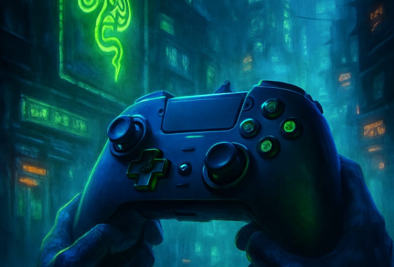 Razer Wolverine V4 Pro controller showing capacitive thumbsticks and magnetic back buttons