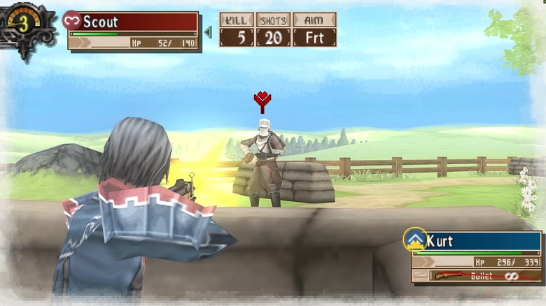 Képernyőkép a fegyveres harcról a Valkyria Chronicles III-ban
