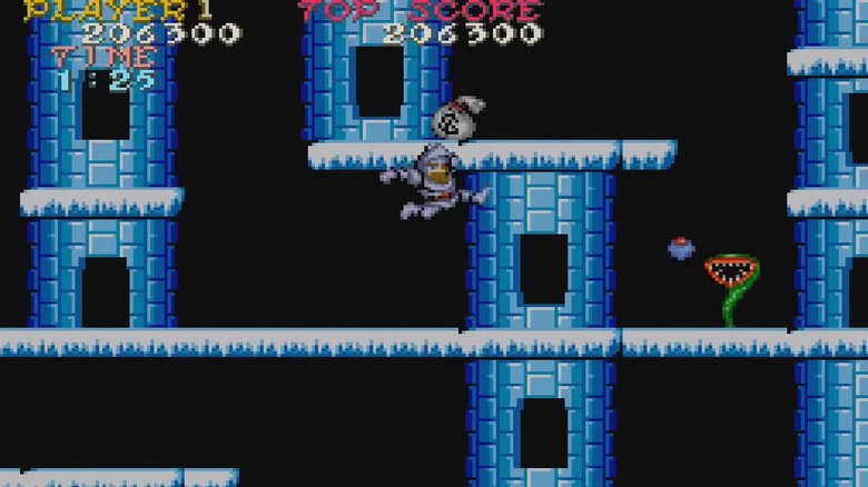 Sir Arthur a jégvár szintjén a Ghosts 'n Goblins-ban