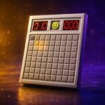 Screenshot-style illustration of a Minesweeper parody game with a chatty NPC guiding the player through the grid