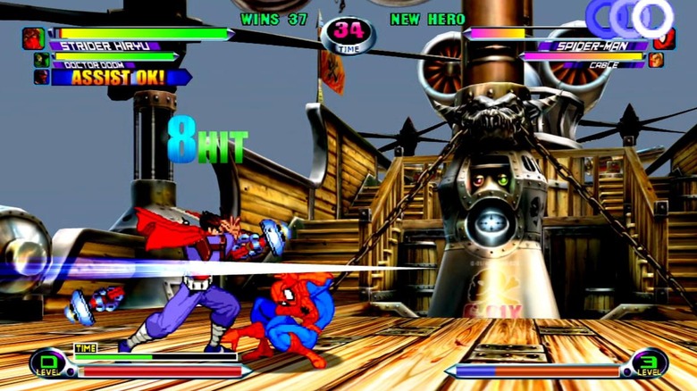 Strider harcol a Pókemberrel a Marvel vs. Capcom 2-ben