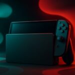 Switch 2 physical games cartridge case held next to a Nintendo Switch 2 console