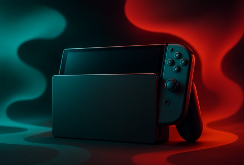 Switch 2 physical games cartridge case held next to a Nintendo Switch 2 console