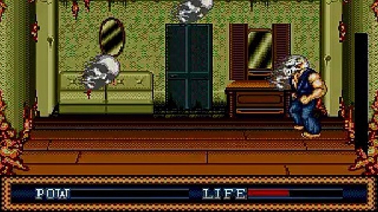Rick átszellemült arcokkal lép be egy szobába a Splatterhouse 3-ban
