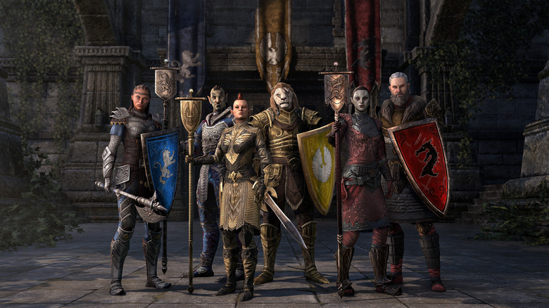 Az Elder Scrolls Online-játékosok divatfelszerelésben néznek a kamerába