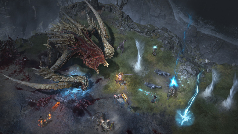 A Diablo IV játékos kihív egy sárkányt egy nyílt terepen