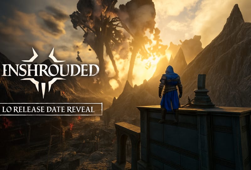 Enshrouded 1.0 release date screenshot showing a floating island biome in the new Cinder