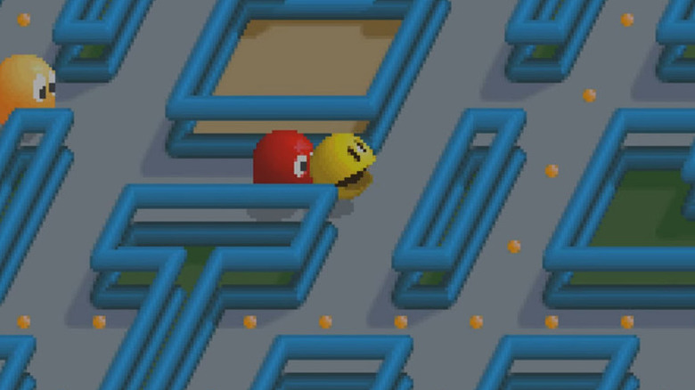 Pac-Man-t egy vörös szellem üldözi Pac-Maniában