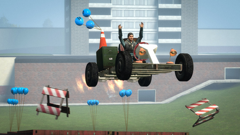 Egy játékos autóval ül a Garry's Mod-ban