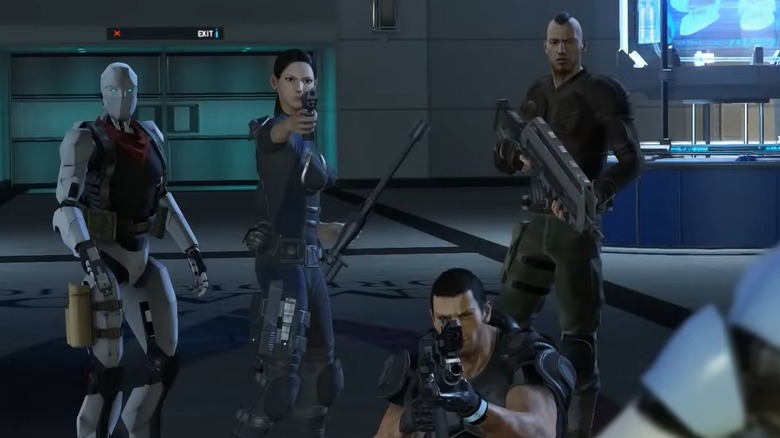 A Binary Domain hősei kivont fegyverrel állnak