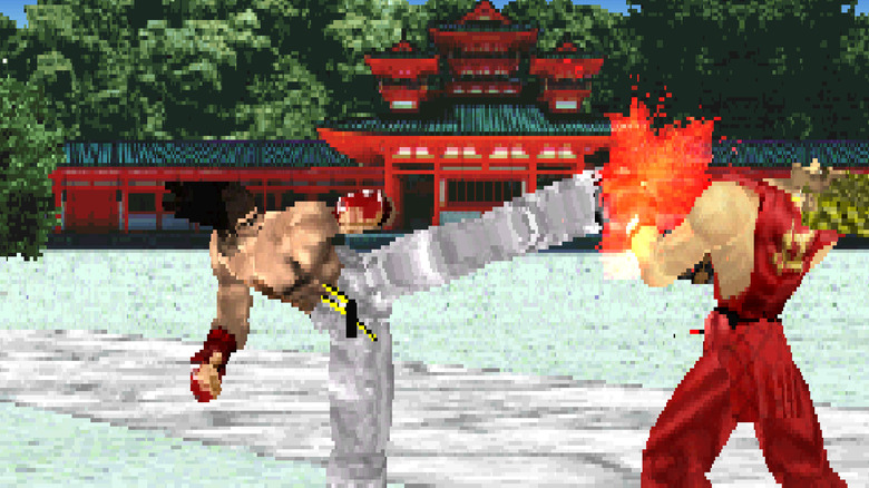 Kazuya megrúgja Pault a Tekkenben