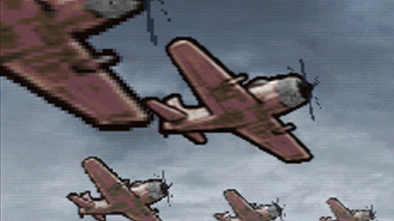 Egy osztag bombázó repül a fejünk felett az Advance Wars: Days of Ruin játékban