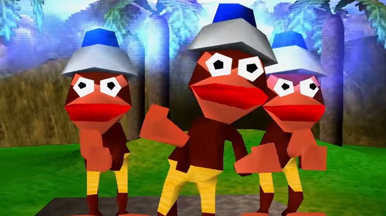Egy majomhármas az Ape Escape nyitó jelenetéből