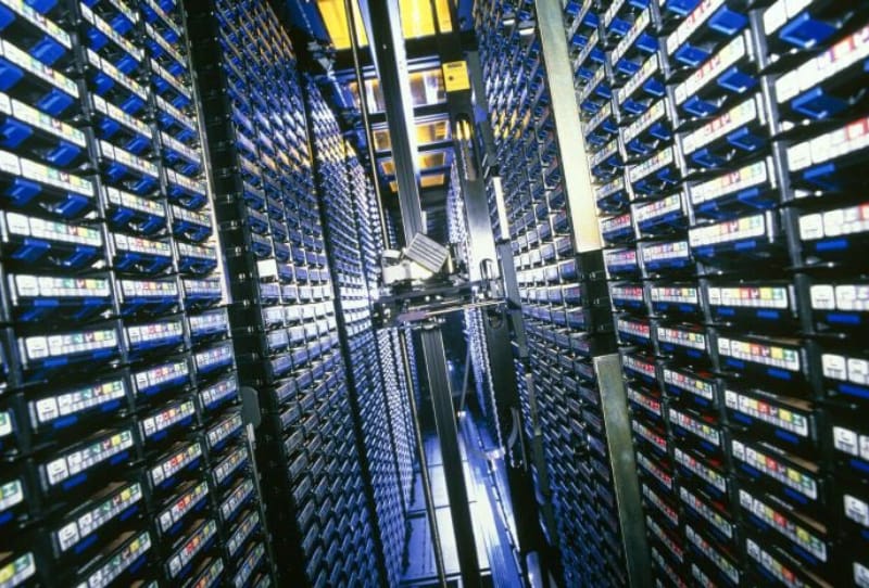Fujifilm magnetic tape storage cartridges used for archiving AI training data