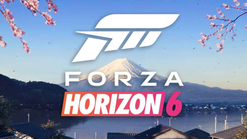 A Forza Horizon 6 PS5 megjelenési dátumú grafikája egy nyílt világú versenyautót ábrázol egy festői úton