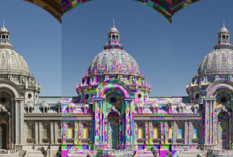 Illustration of the DirectX Raytracing update showing clustered geometry triangles used for ray tracing