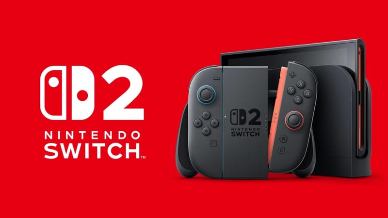 Switch 2 fizikai játékkazetta-tok, amelyet egy Nintendo Switch 2 konzol mellett tartanak