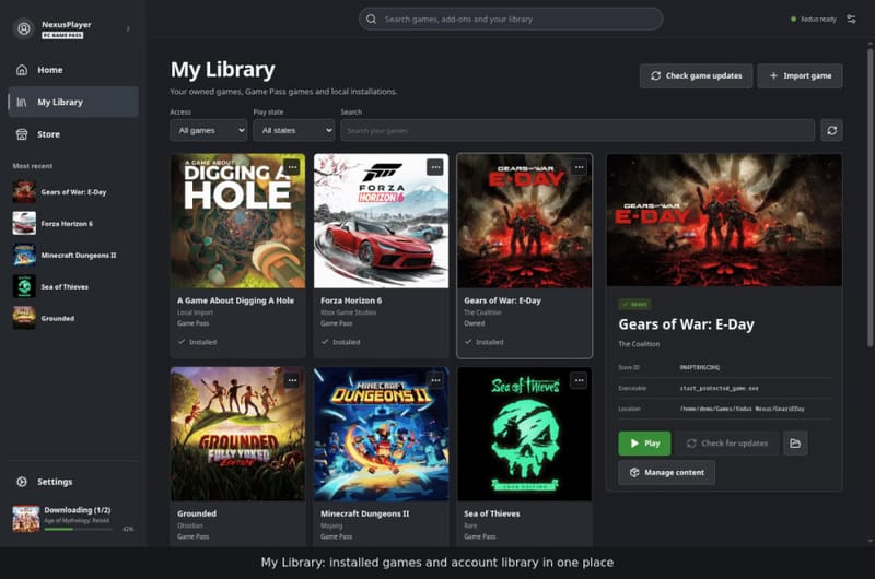 Az új Xodus Nexus Launcher grafikus felhasználói felületet ad az Xbox Game Passhoz Linux 1 rendszeren A Xodus Nexus indítófelülete a SteamOS rendszeren futó Xbox Game Pass könyvtárat mutatja
